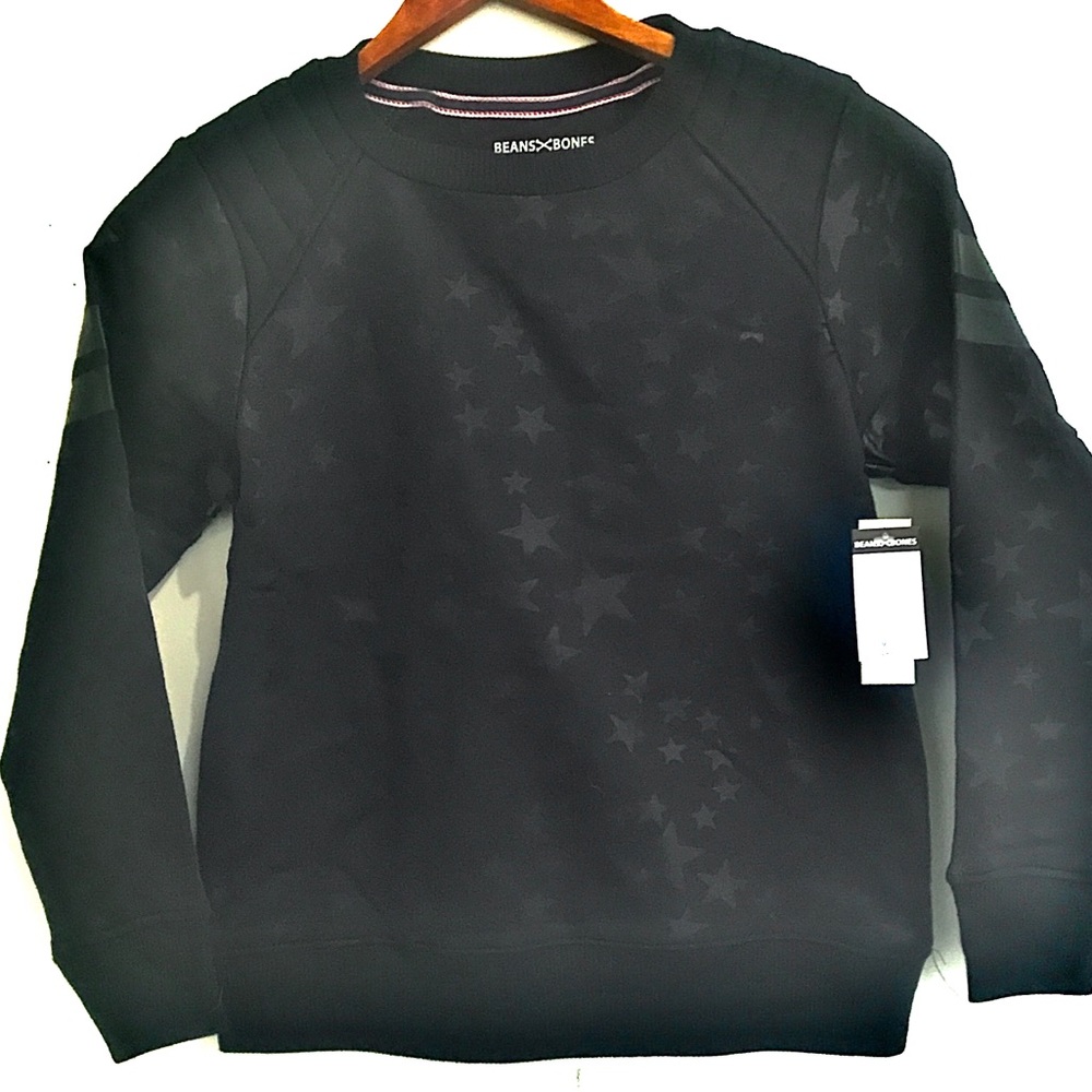 Starred Sweatshirt Shoulder Yoke Crewneck Pullover